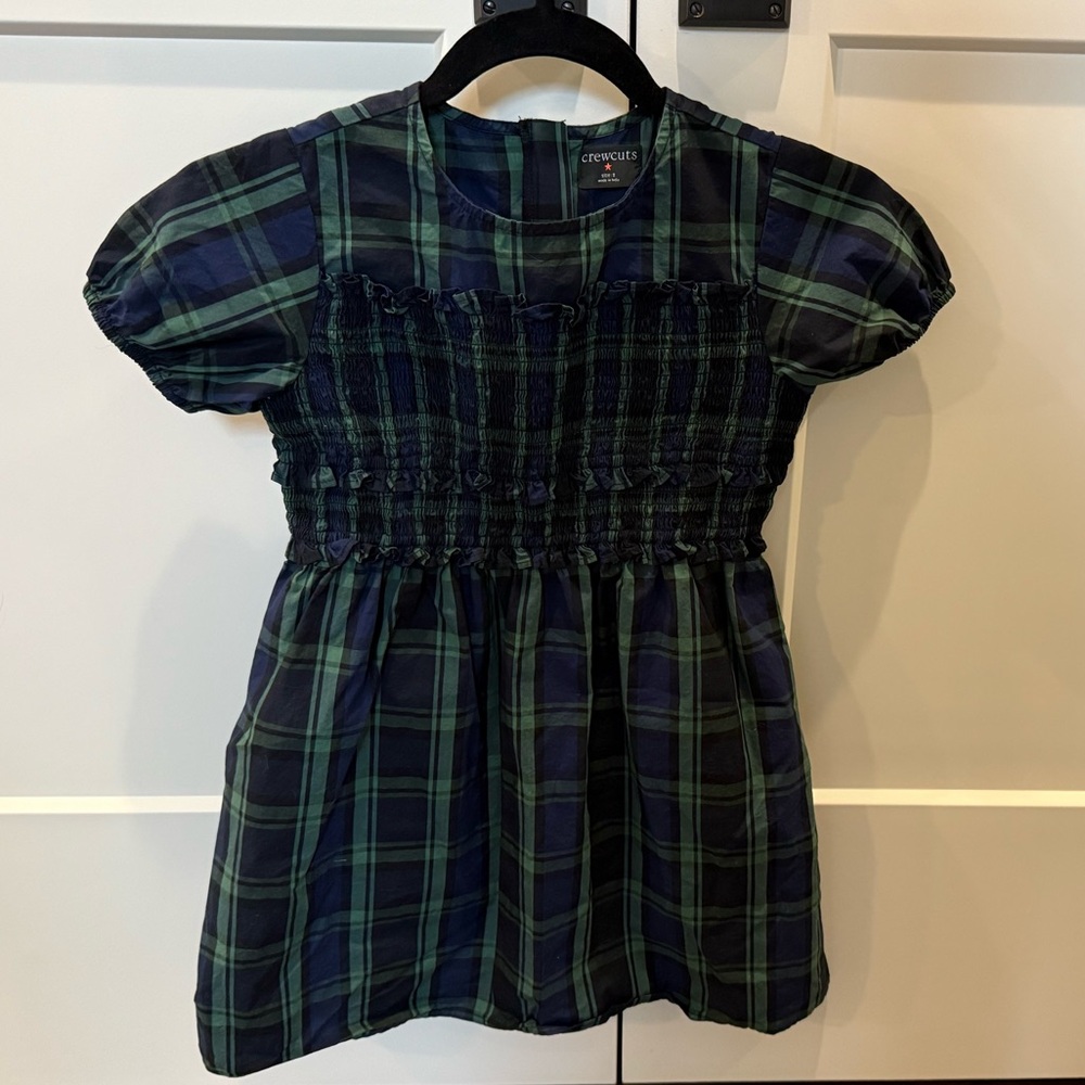 J.Crew Crewcuts Girls’ Dress, Navy & Green Plaid Dress, Sz 8